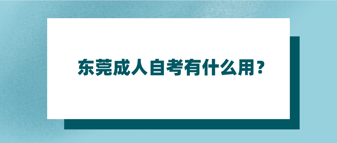 东莞成人自考有什么用？